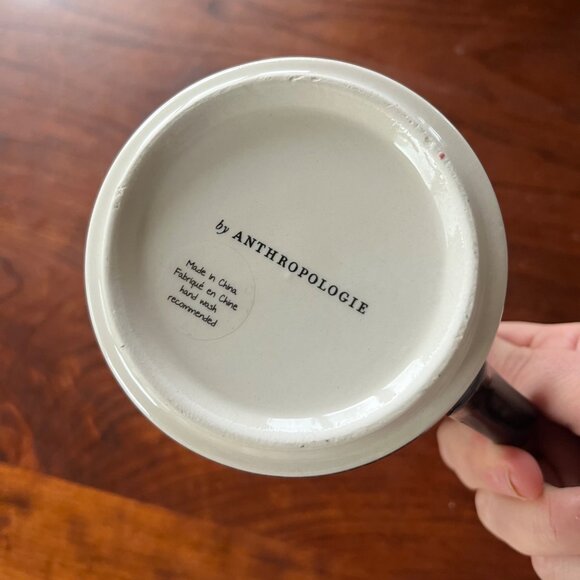 Anthropologie Margot Monogram Mug E Black & White With Gold Accents - Picture 2 of 4